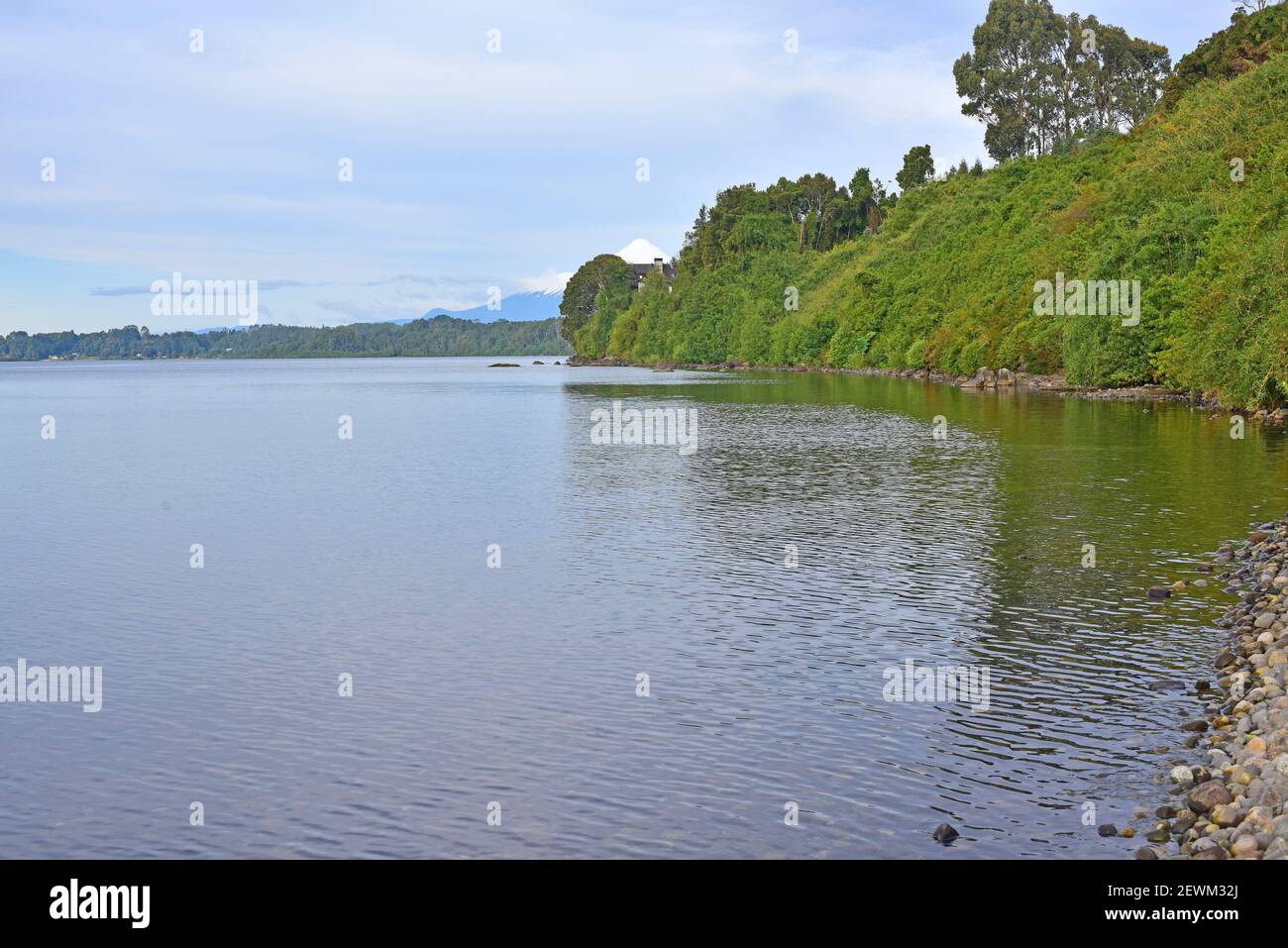 Llanquihue lake and Osorno volcano. Region de Los Lagos, Chile. Stock Photo