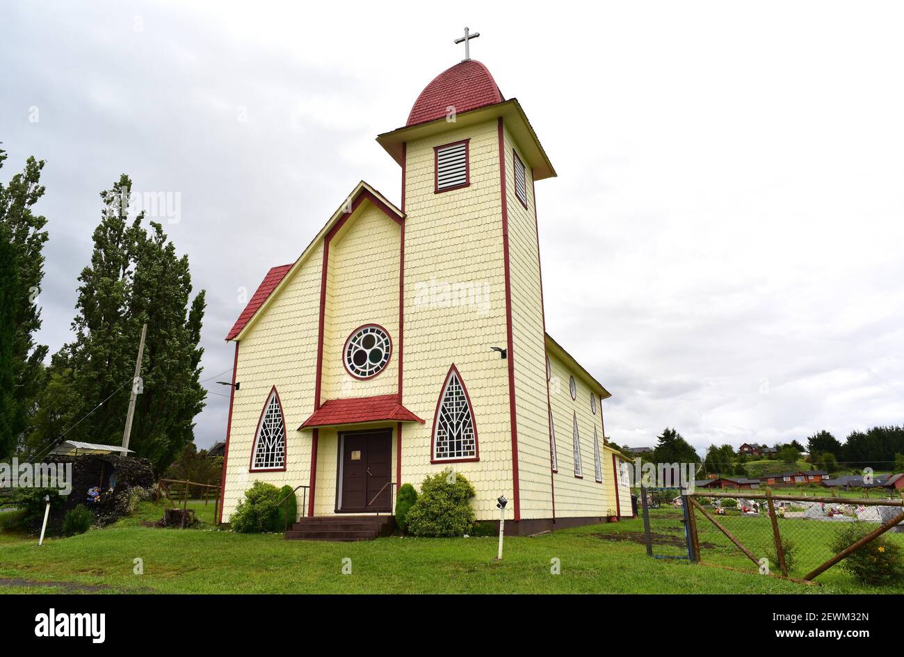 Puerto Varas, Santa Cruz chapel. Region de Los Lagos, Chile. Stock Photo