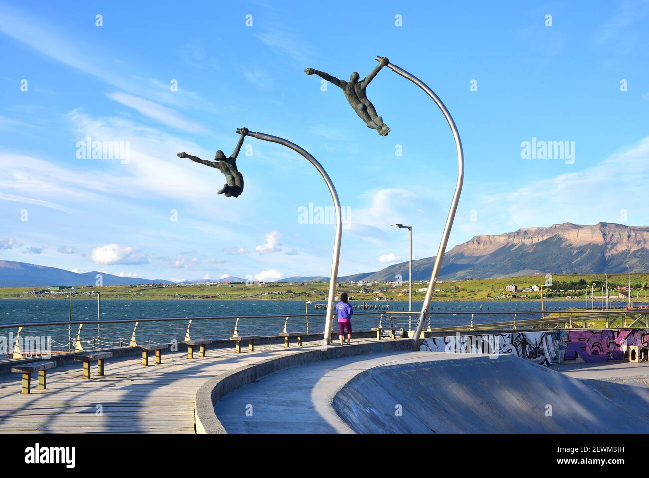 Puerto Natales, Monumento al Viento. Provincia de Ultima Esperanza, Magallanes y Antartica Chilena. Stock Photo