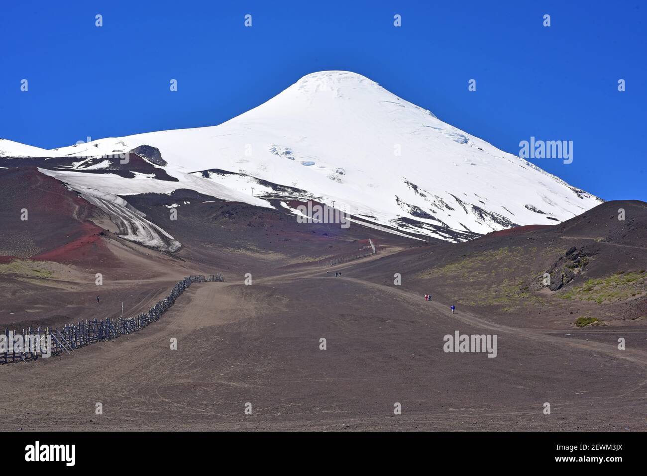 Osorno volcano (stratovolcano) with ski slopes. Region de Los Lagos, Chile. Stock Photo