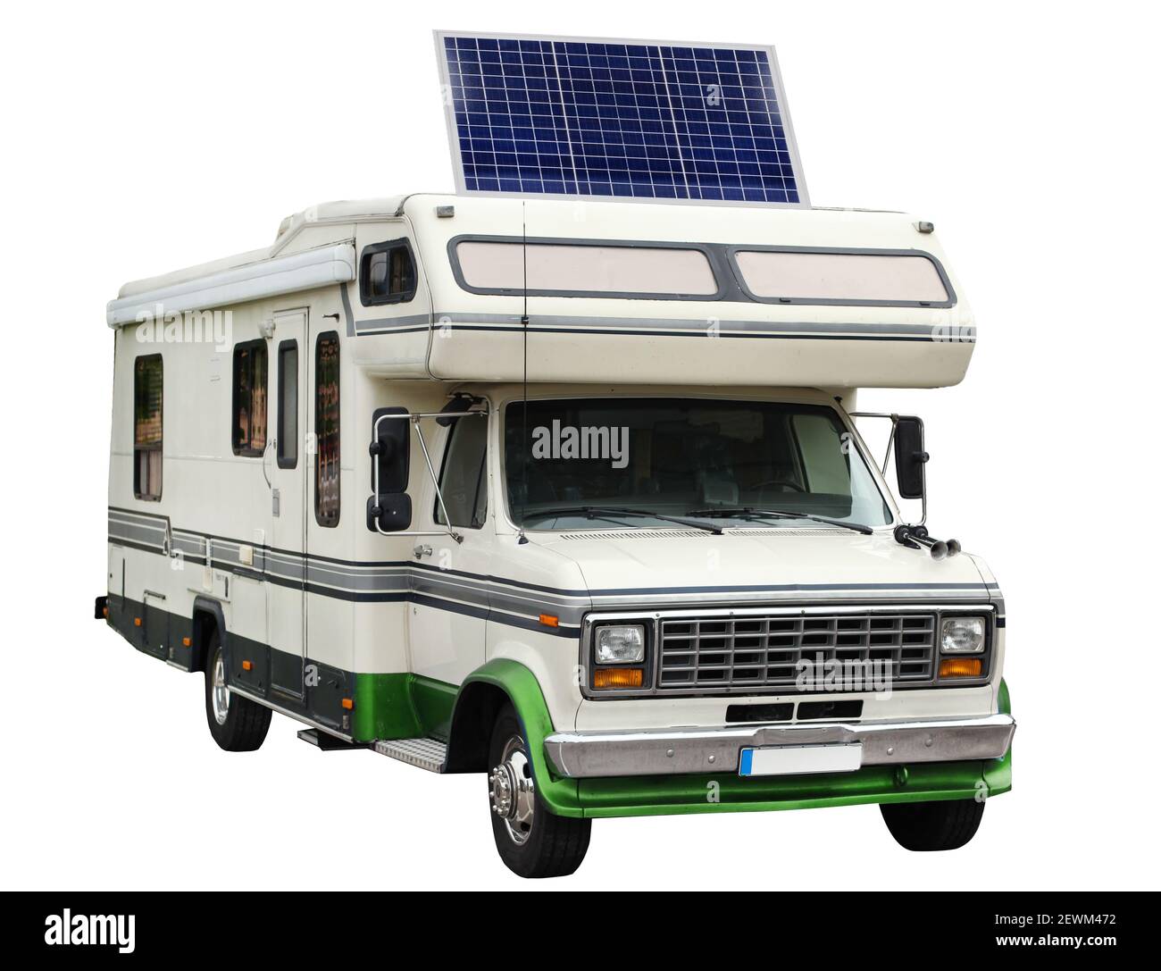 Portable solar photovoltaic panel, charging battery at camper car