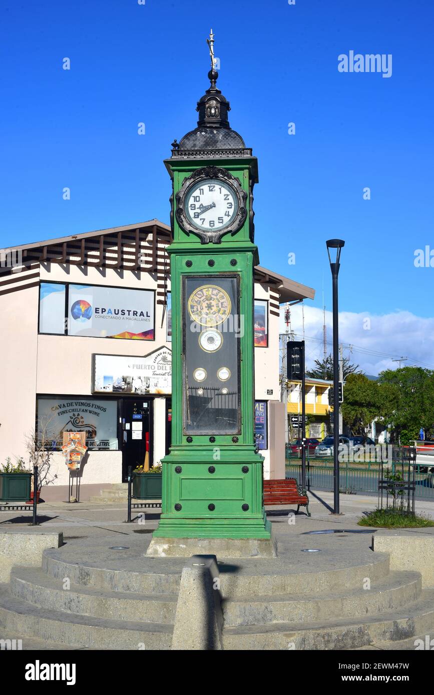 Punta Arenas city, Reloj del Estrecho (Strait clock). Provincia de Magallanes, Magallanes y Antartica Chilena. Stock Photo