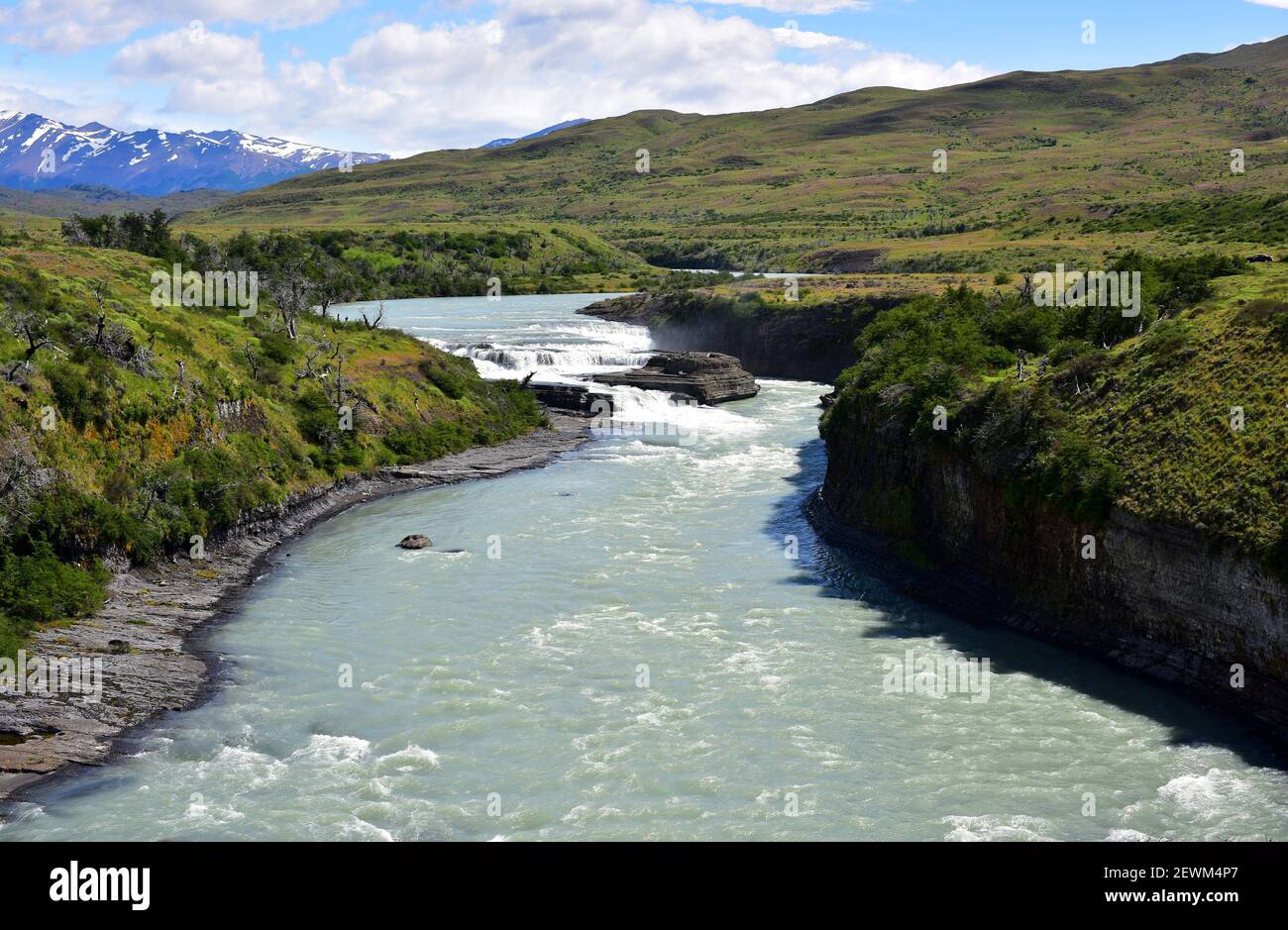 Torres del Paine National Park. Paine River. Provincia de Ultima Esperanza, Magallanes y Antartica Chilena. Stock Photo