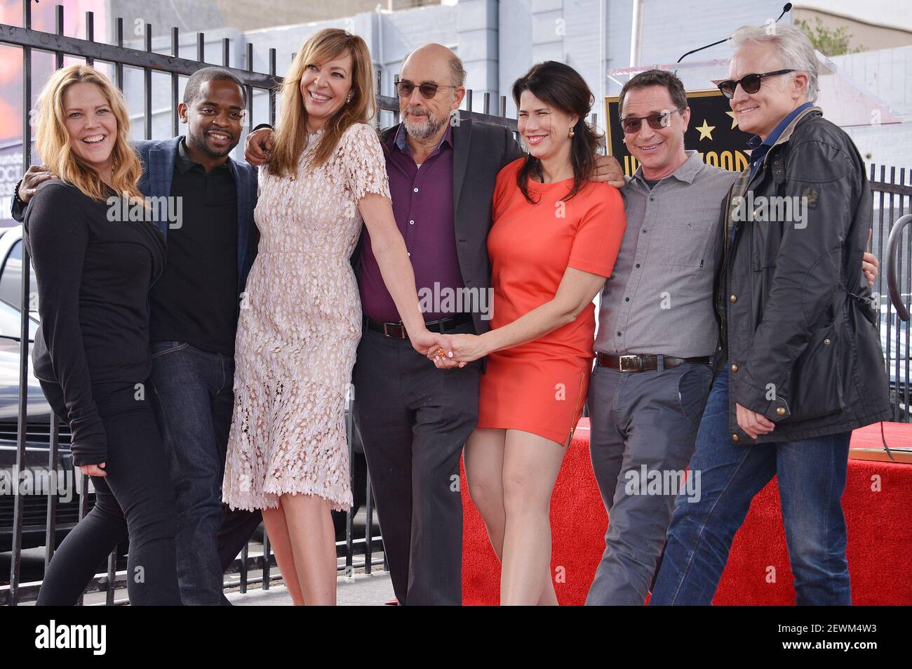 L-R) "West Wing" Cast - Mary McCormack, Dule Hill, Allison Janney, Richard  Schiff, Melissa Fitzgerald, Joshua Malina and Bradley Whitford at the Allison  Janney Star On The Hollywood Walk Of Fame Ceremony