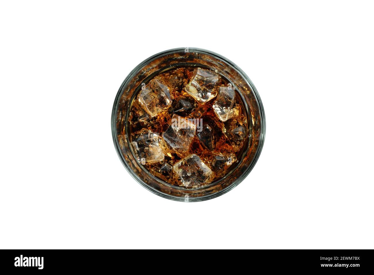 Glass of cola and ice cubes isolated on white background Stock Photo ...