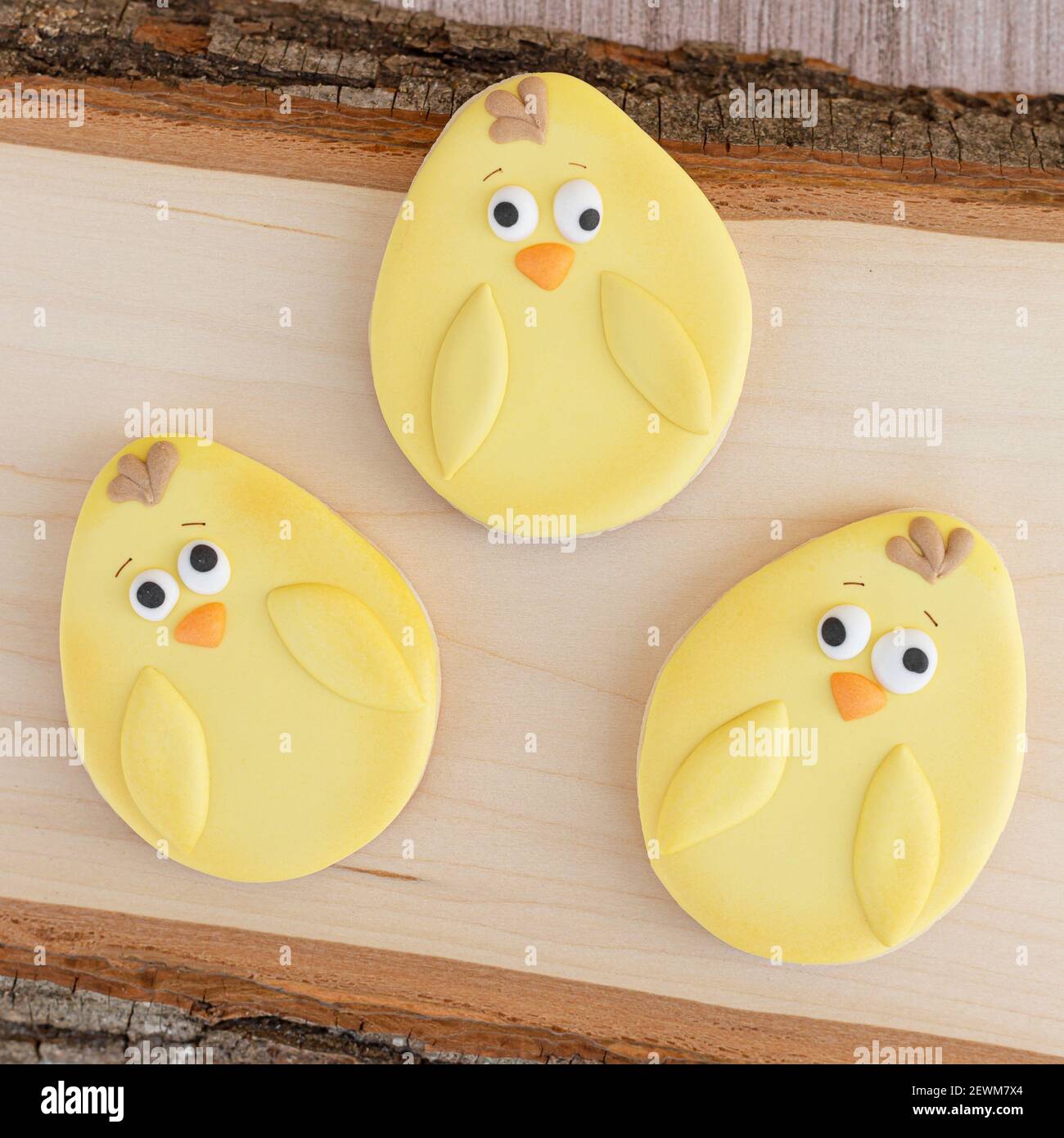 Creative home made Easter cookies with royal icing Stock Photo