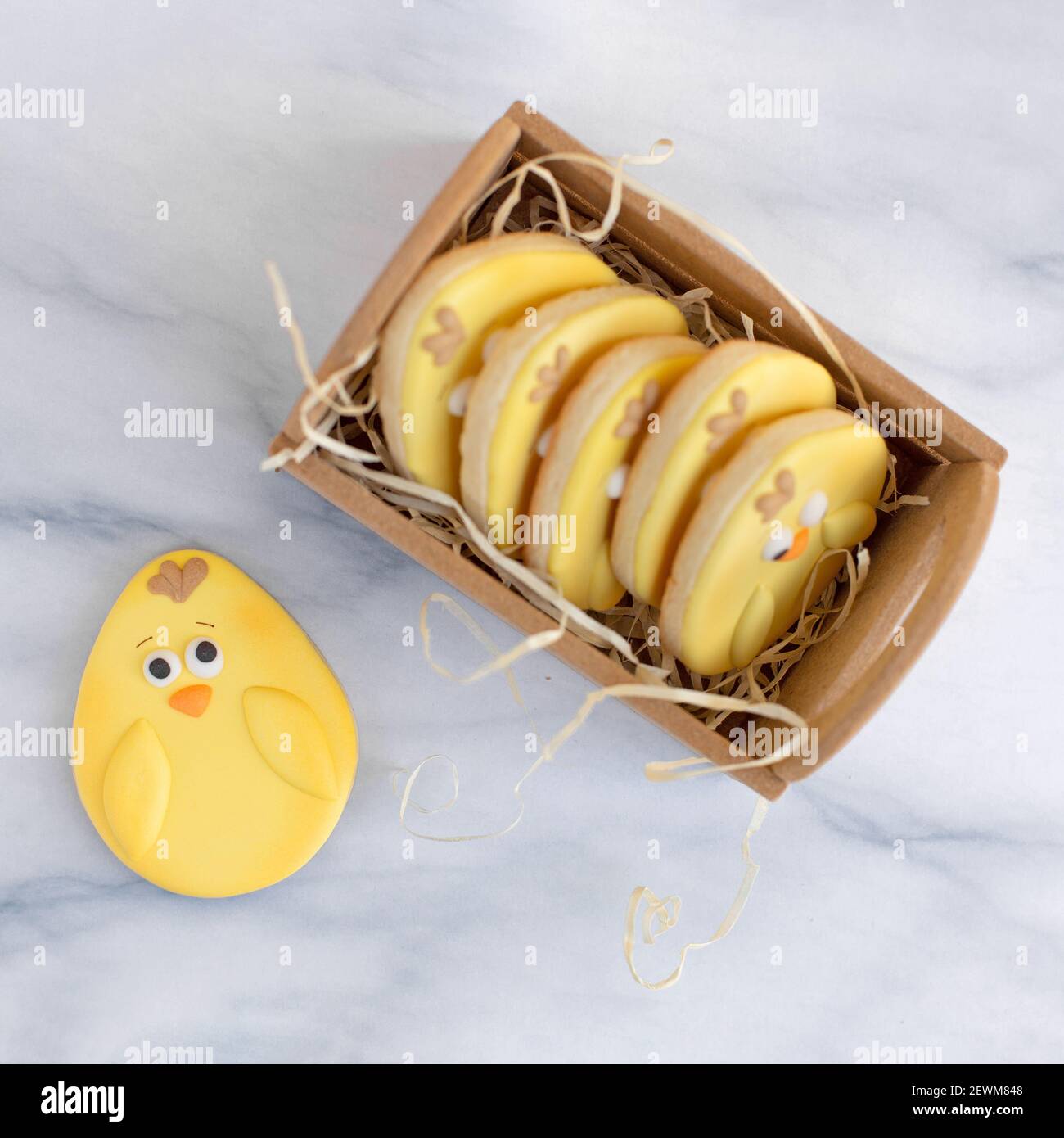Creative home made Easter cookies with royal icing Stock Photo
