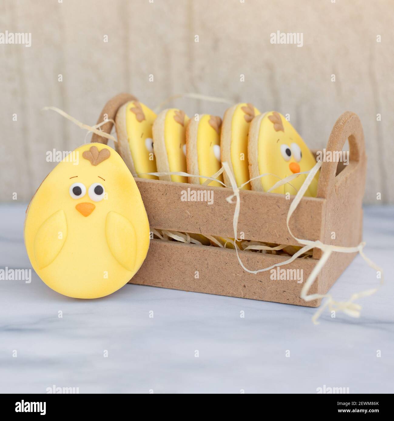 Creative home made Easter cookies with royal icing Stock Photo