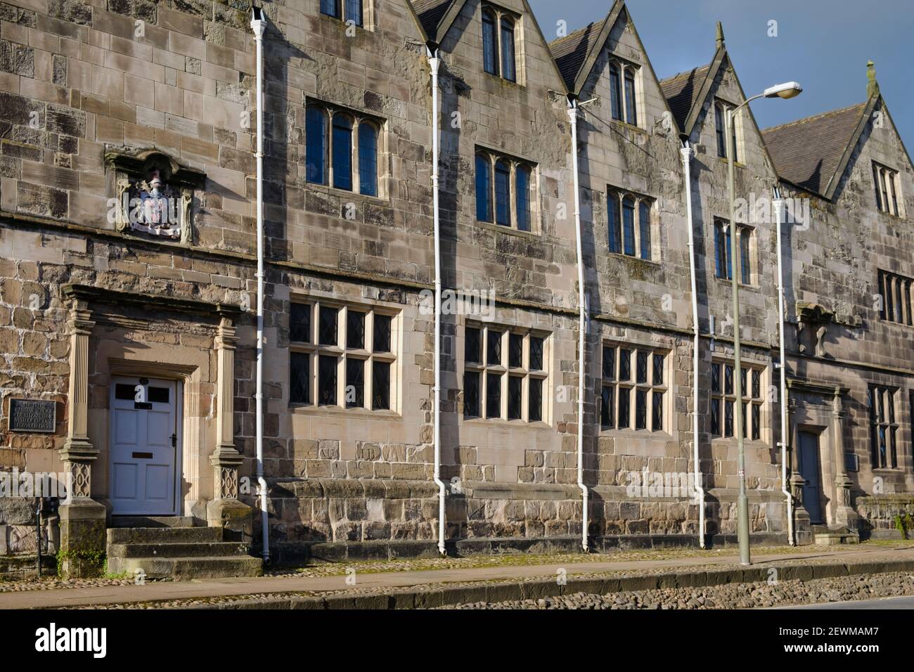The former Queen Elizabeth's Grammar School, Church Street, Ashbourne, Derbyshire, which was founded in 1585. Stock Photo