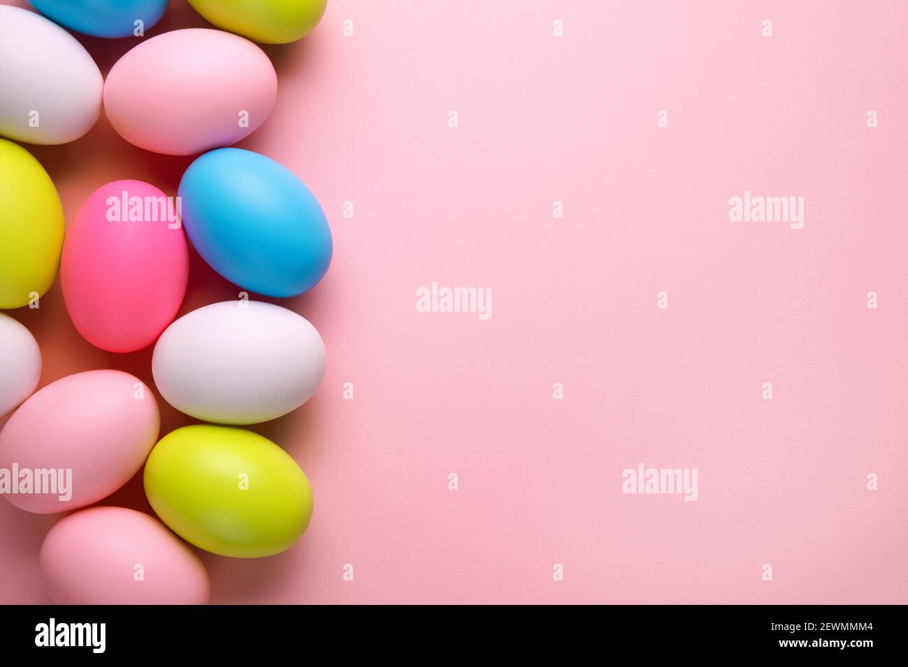 Easter greeting card with color eggs, easter eggs mock-up Stock Photo