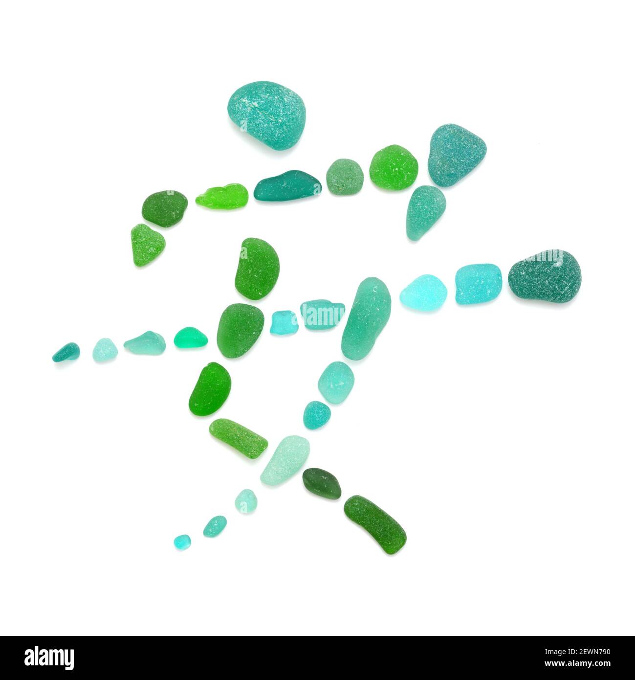 sea glass mosaic, Chinese symbol an, meaning calm, pieces of sea glass