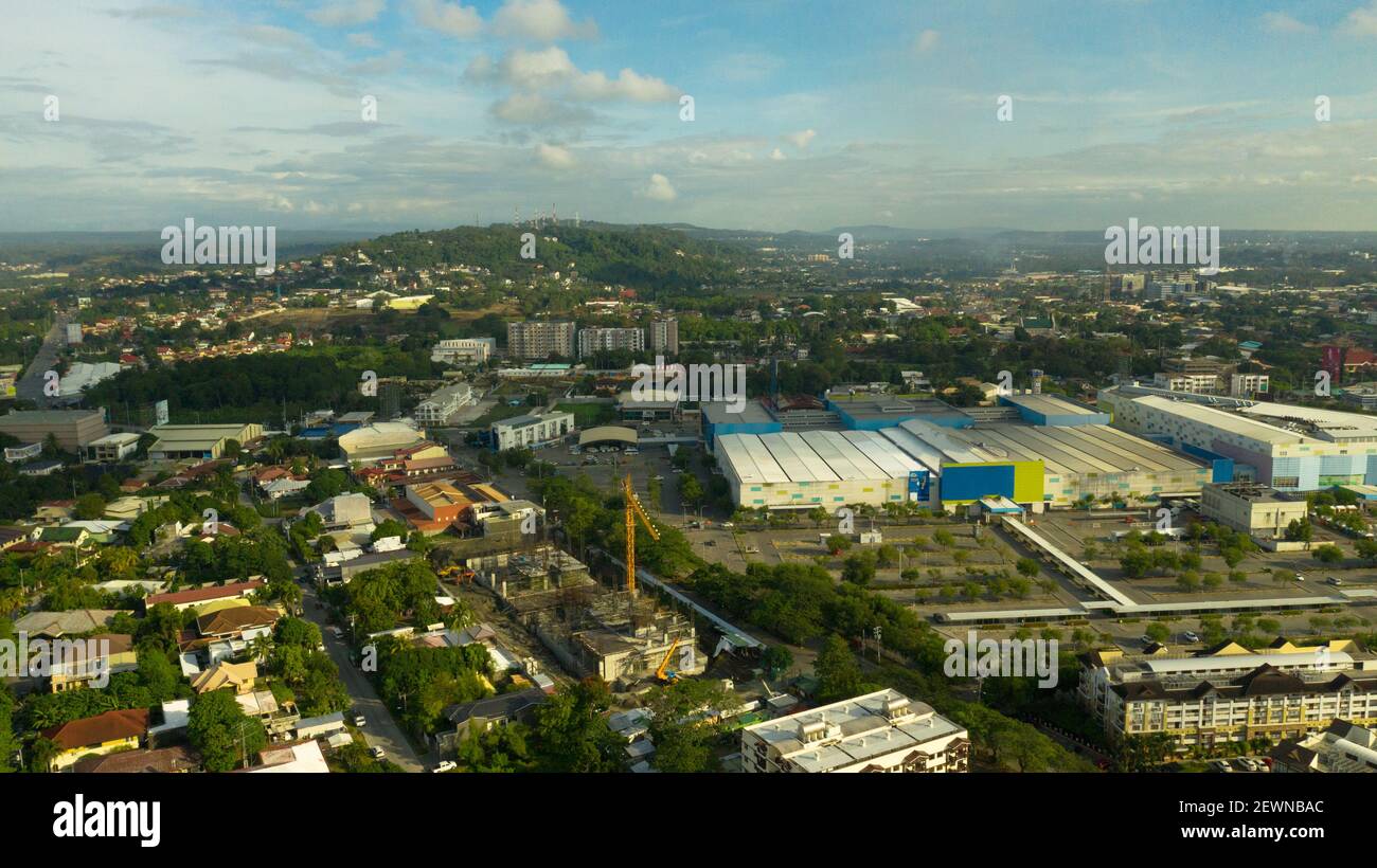 Aerial drone of of Davao city. Davao del Sur, Philippines. Stock Photo
