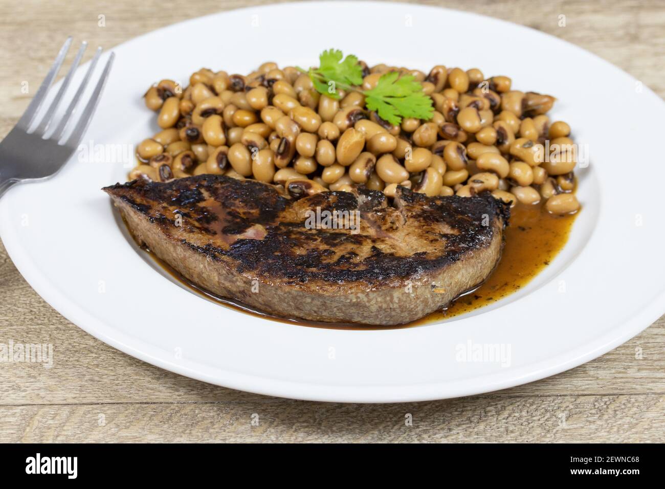 slice of liver and bean Stock Photo Alamy