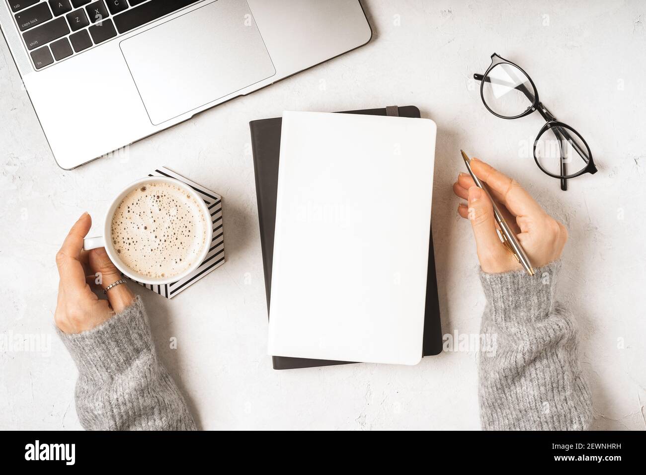 Top view blank paper Notebook Stock Photo