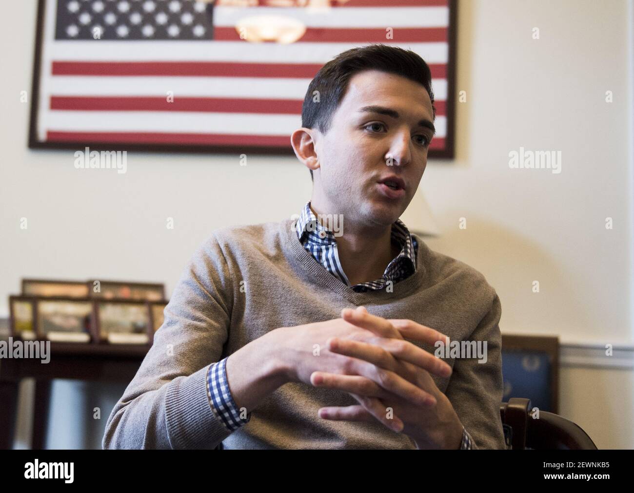 UNITED STATES - NOVEMBER 28: Mitchell Rivard, the president of the LGBT ...