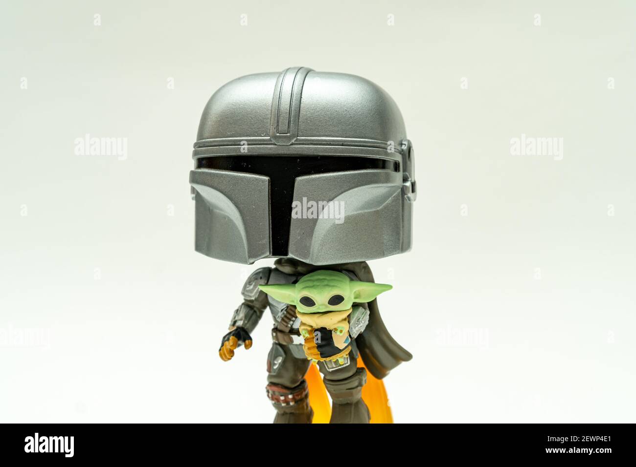 MADRID, SPAIN - Mar 02, 2021: A closeup of horizontal shot of the funko pop  from The Mandalorian with the child with rocking head from star wars Stock  Photo - Alamy