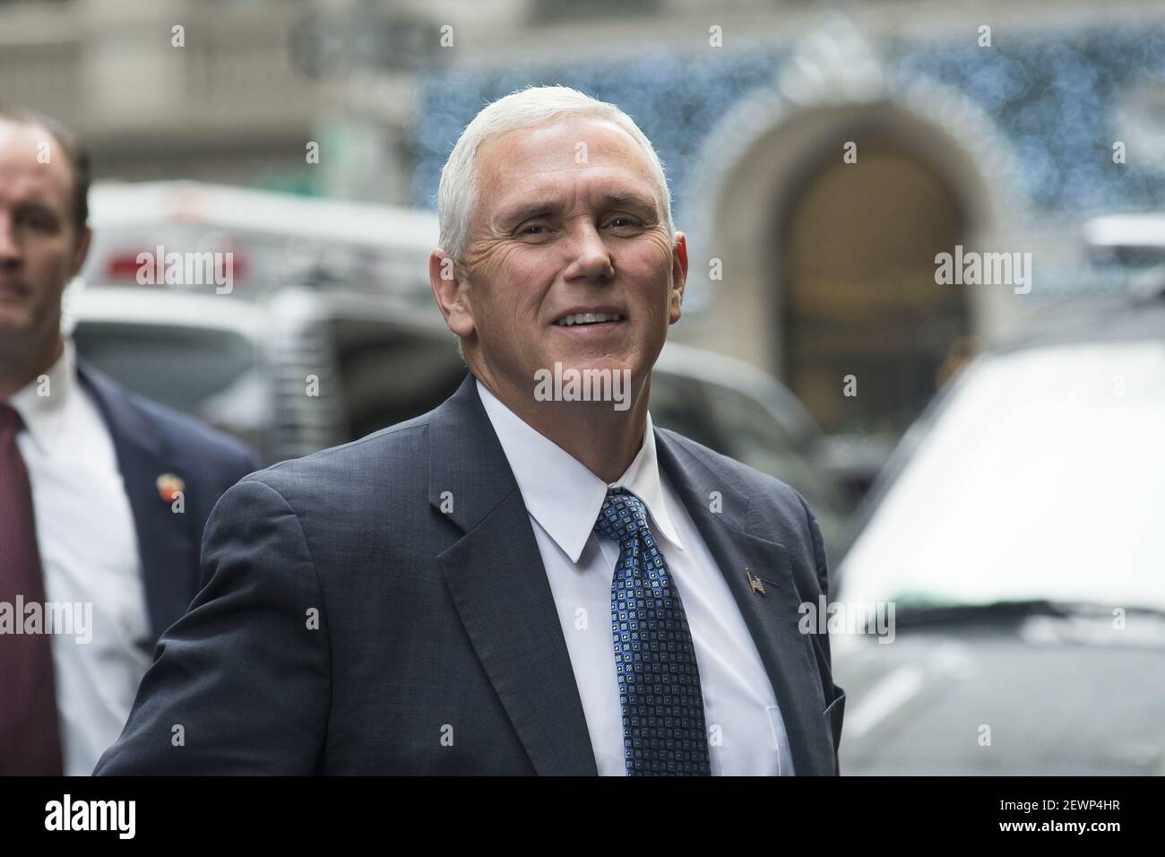 Vice President-elect Mike Pence and his wife Karen Pence arrive at ...