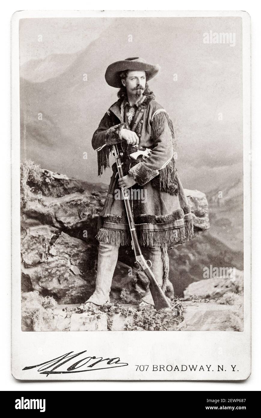 Buffalo Bill Cody, (William Frederick Cody, 1846-1917), American soldier, bison hunter and showman, portrait photograph by Jose Maria Mora, circa 1875 Stock Photo
