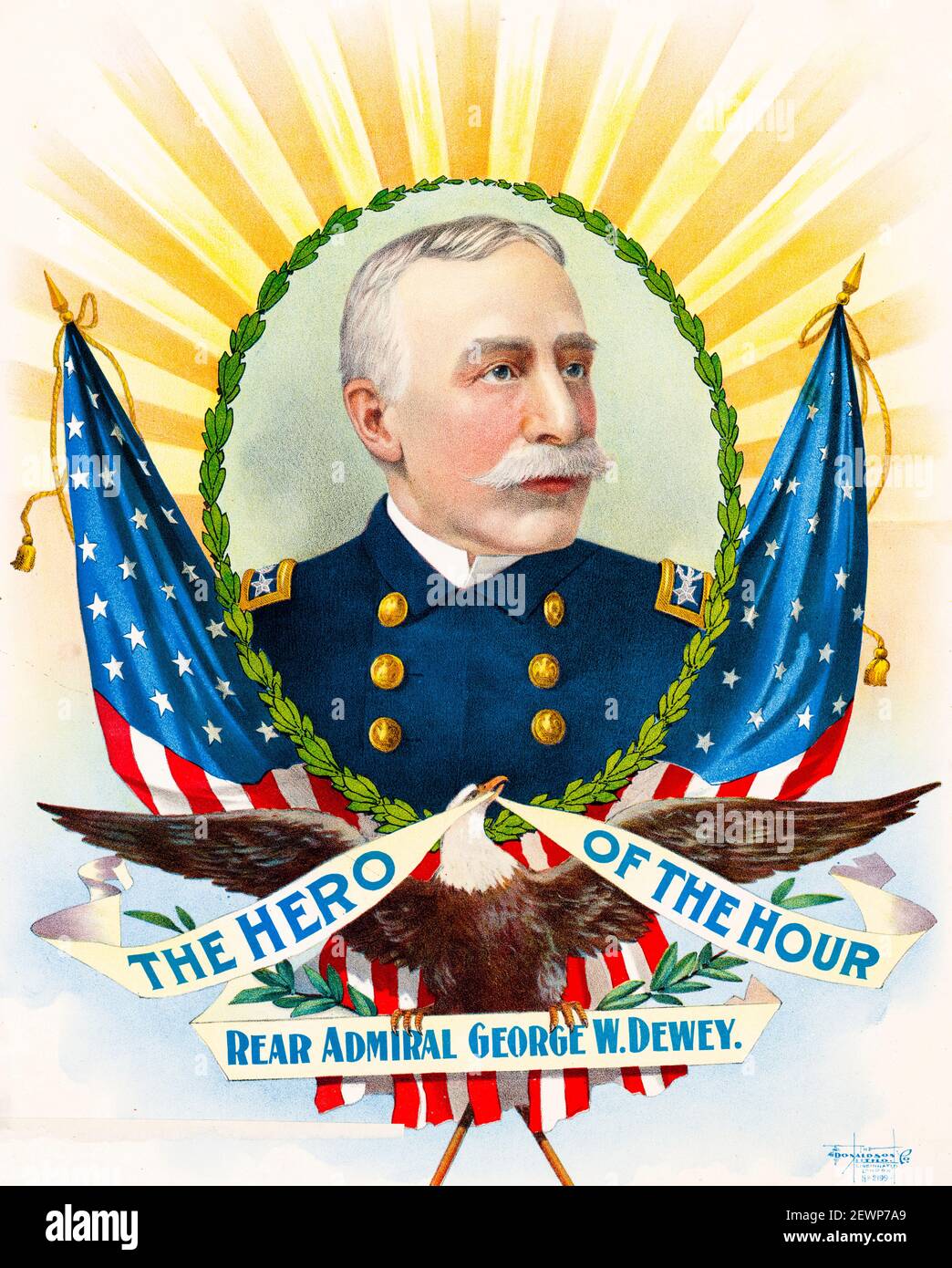 The Hero of the Hour, Admiral George Dewey (1837-1917), poster by Donaldson Lithography Company, circa 1898 Stock Photo