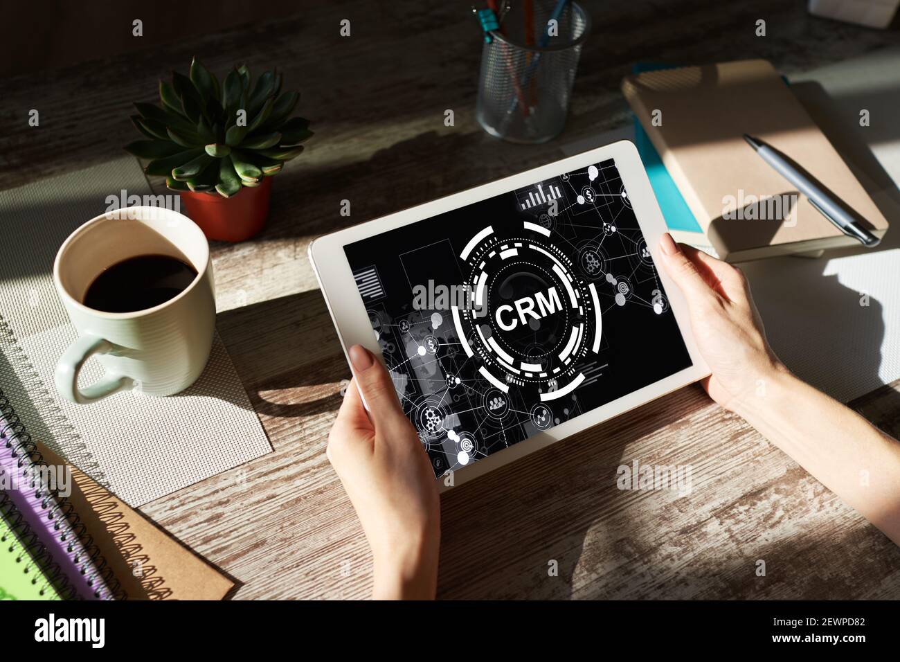 CRM - customer relationship management system concept on screen Stock Photo