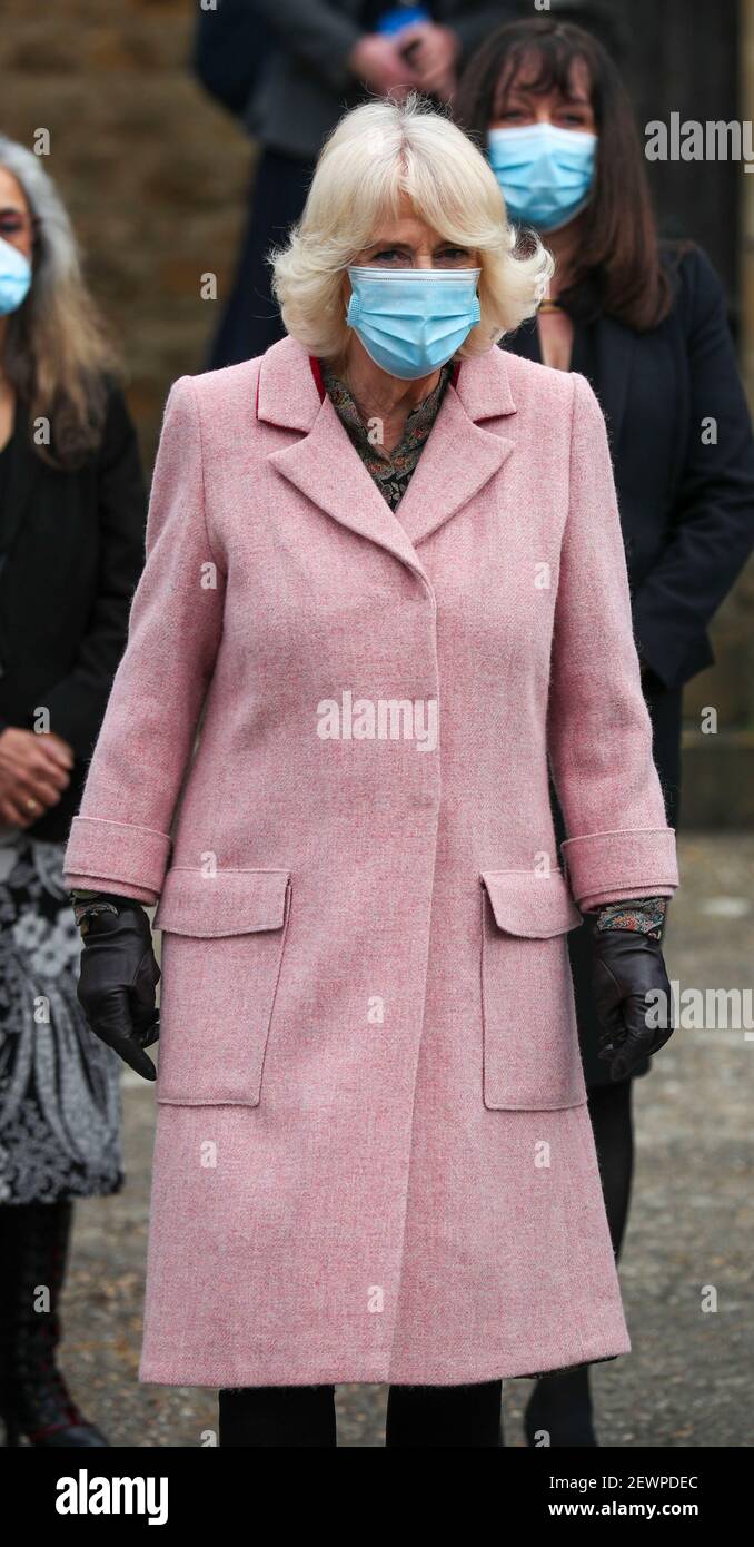 The Duchess of Cornwall leaves after visiting the Community Vaccination Centre at St Paul's Church, Croydon, where she thanked NHS staff and church representatives supporting the UK vaccination rollout. Picture date: Wednesday March 3, 2021. Stock Photo