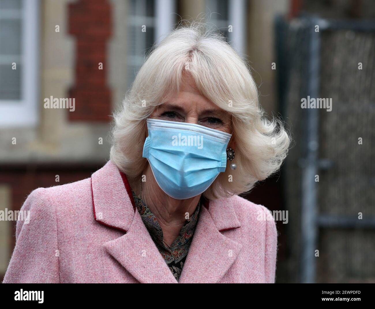 The Duchess of Cornwall leaves after visiting the Community Vaccination Centre at St Paul's Church, Croydon, where she thanked NHS staff and church representatives supporting the UK vaccination rollout. Picture date: Wednesday March 3, 2021. Stock Photo