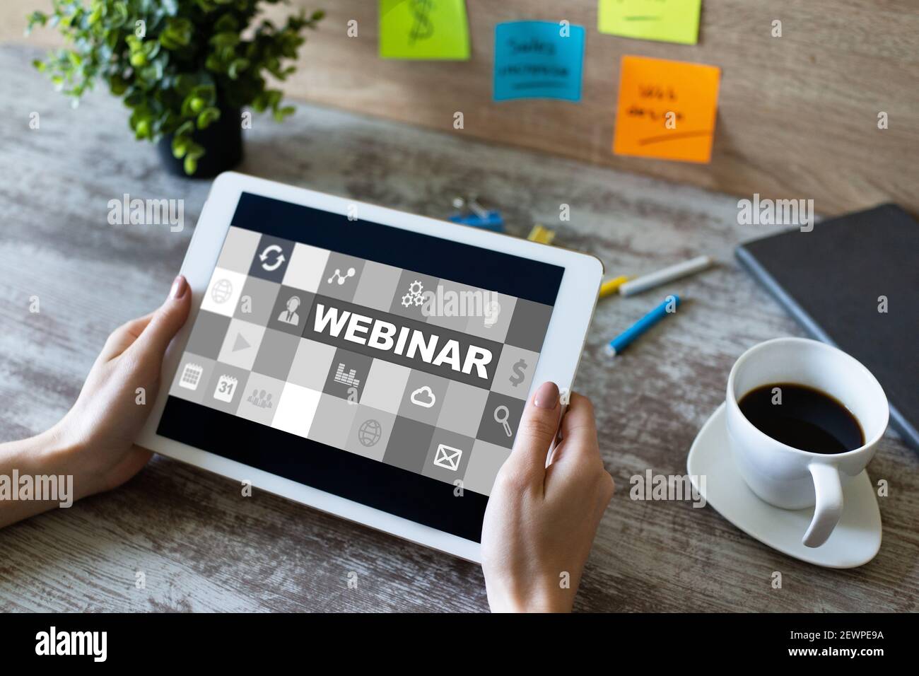 Webinar, E-learning, online education concept on screen Stock Photo - Alamy