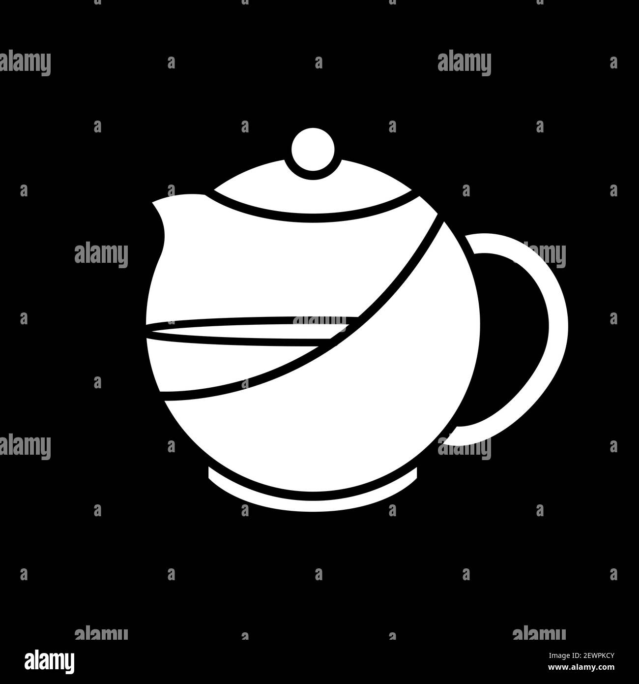 Kettle with tea dark mode glyph icon Stock Vector