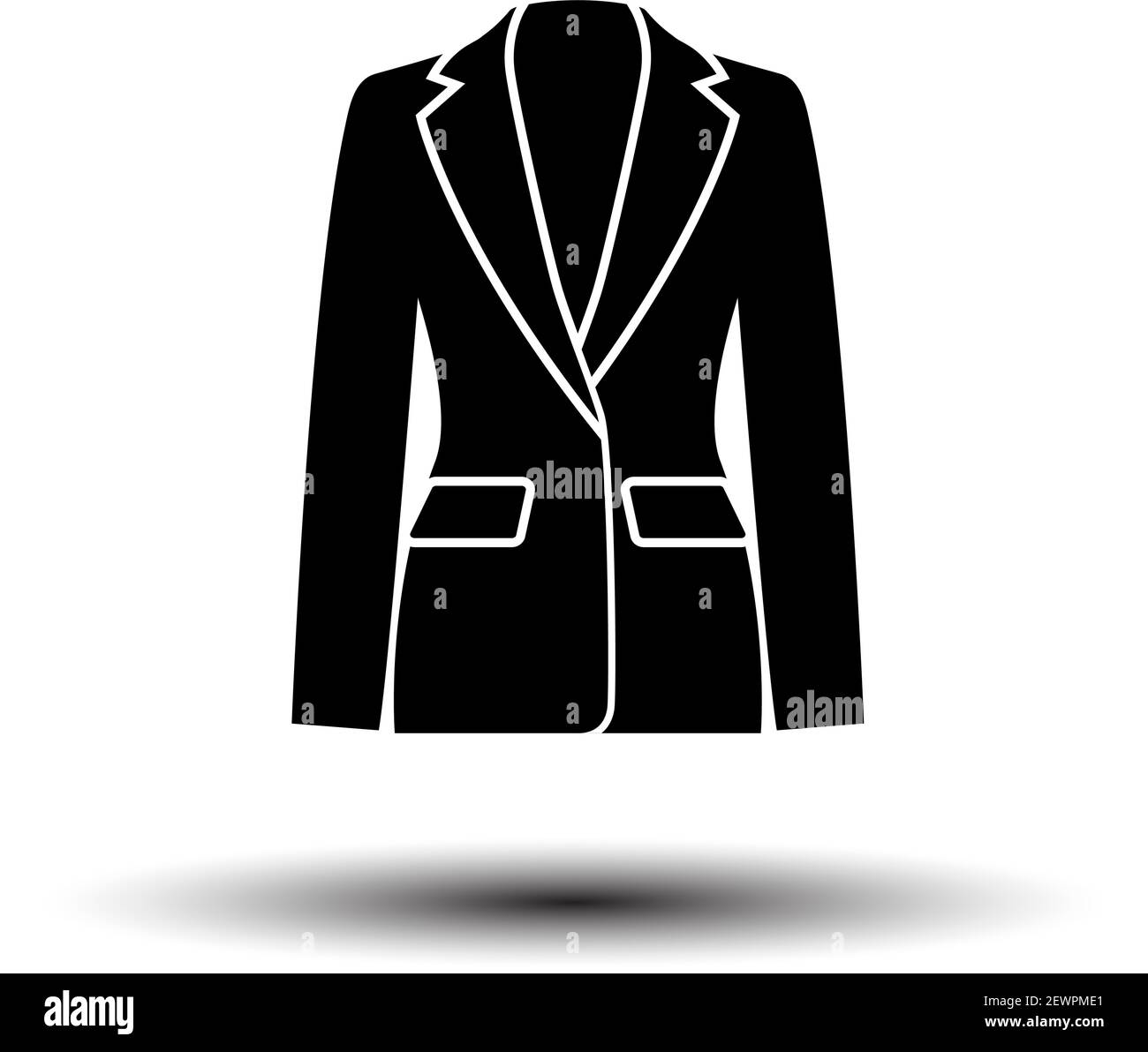Business Woman Suit Icon. Black on White Background With Shadow. Vector ...