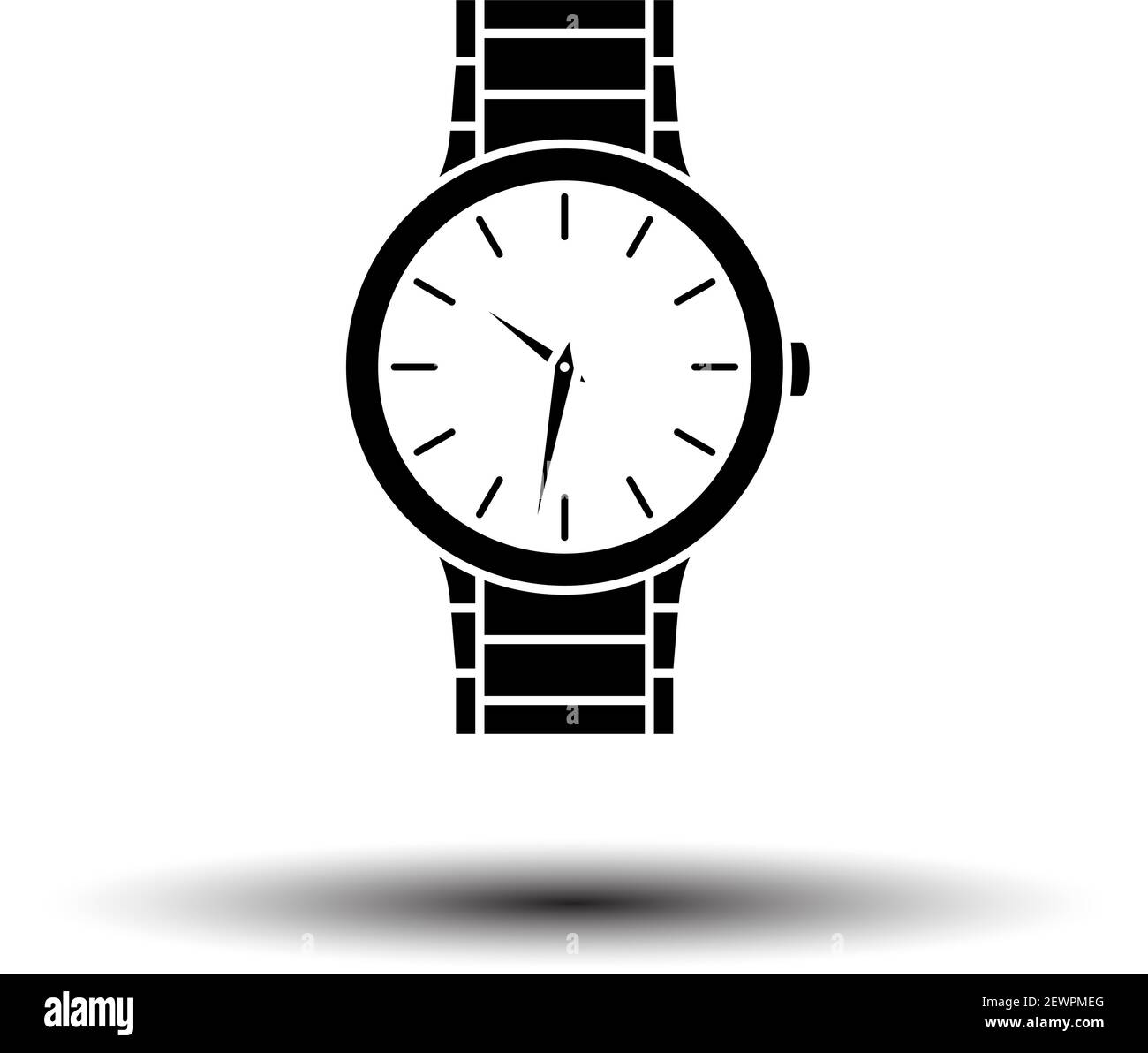 Business Woman Watch Icon. Black on White Background With Shadow ...