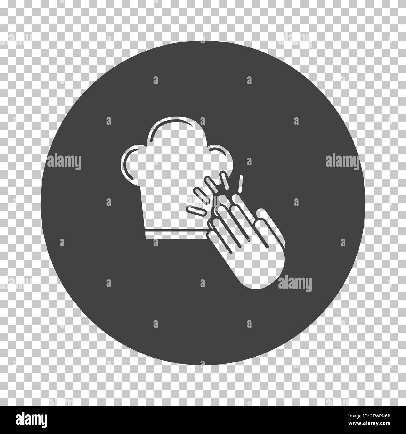 Clapping Palms To Toque Icon. Subtract Stencil Design on Tranparency Grid. Vector Illustration. Stock Vector