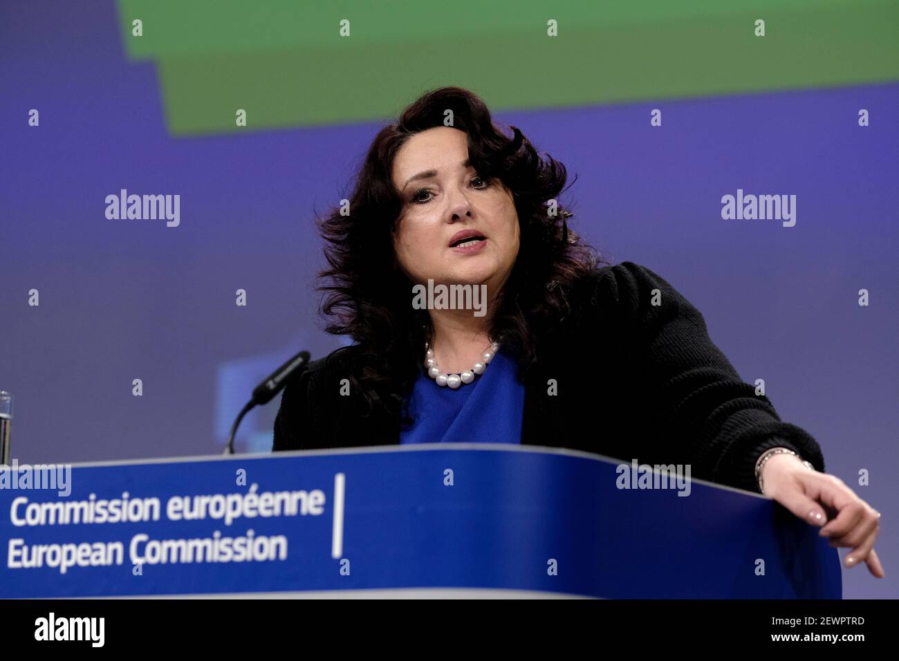 Brussels, Belgium. 03rd Mar, 2021. Press conference by EU Commissioner Helena DALLI on a new Strategy for the Rights of Persons with Disabilities In Brussels, Belgium on March 3, 2021. Credit: ALEXANDROS MICHAILIDIS/Alamy Live News Stock Photo