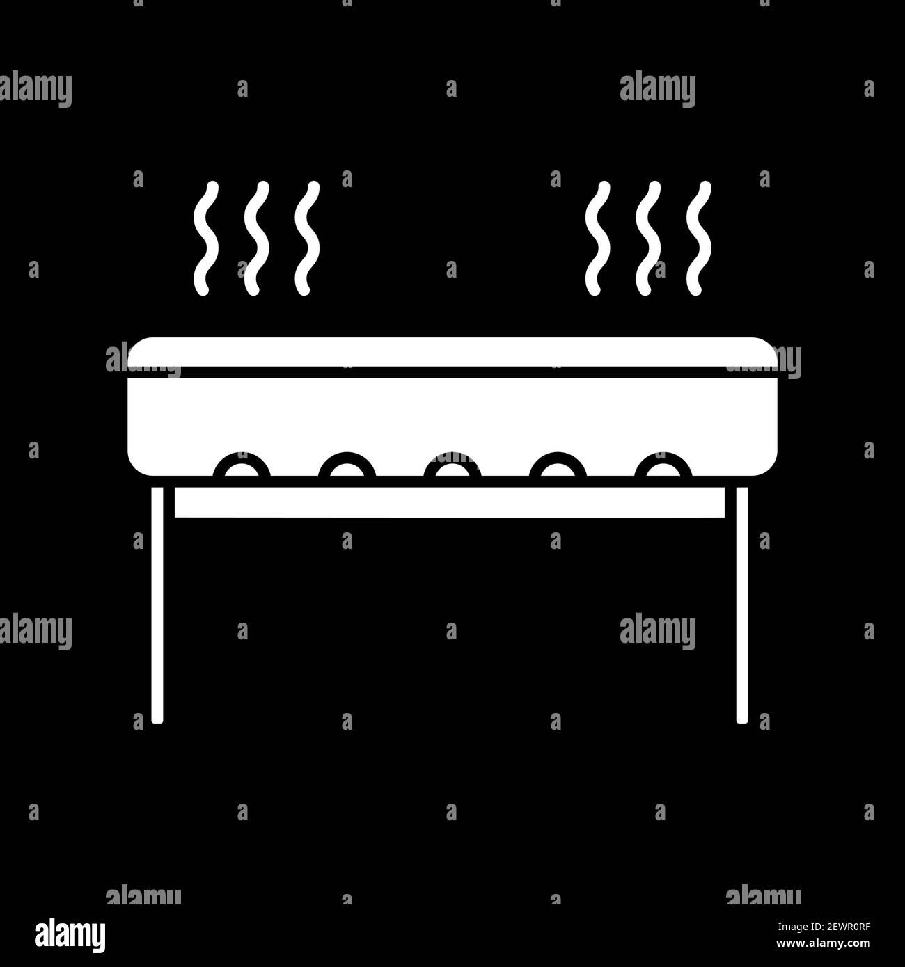 Barbecue grill dark mode glyph icon Stock Vector