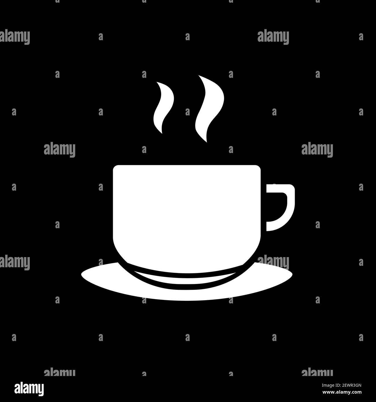 Hot tea mug dark mode glyph icon Stock Vector