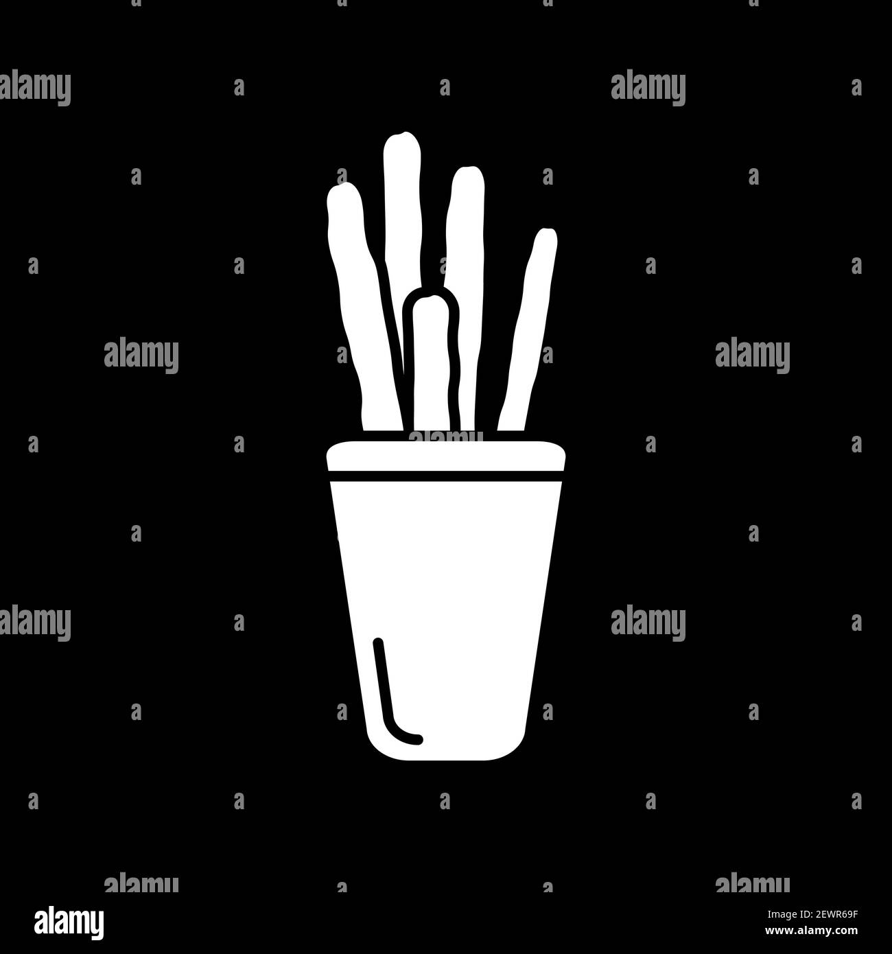Breadsticks dark mode glyph icon Stock Vector
