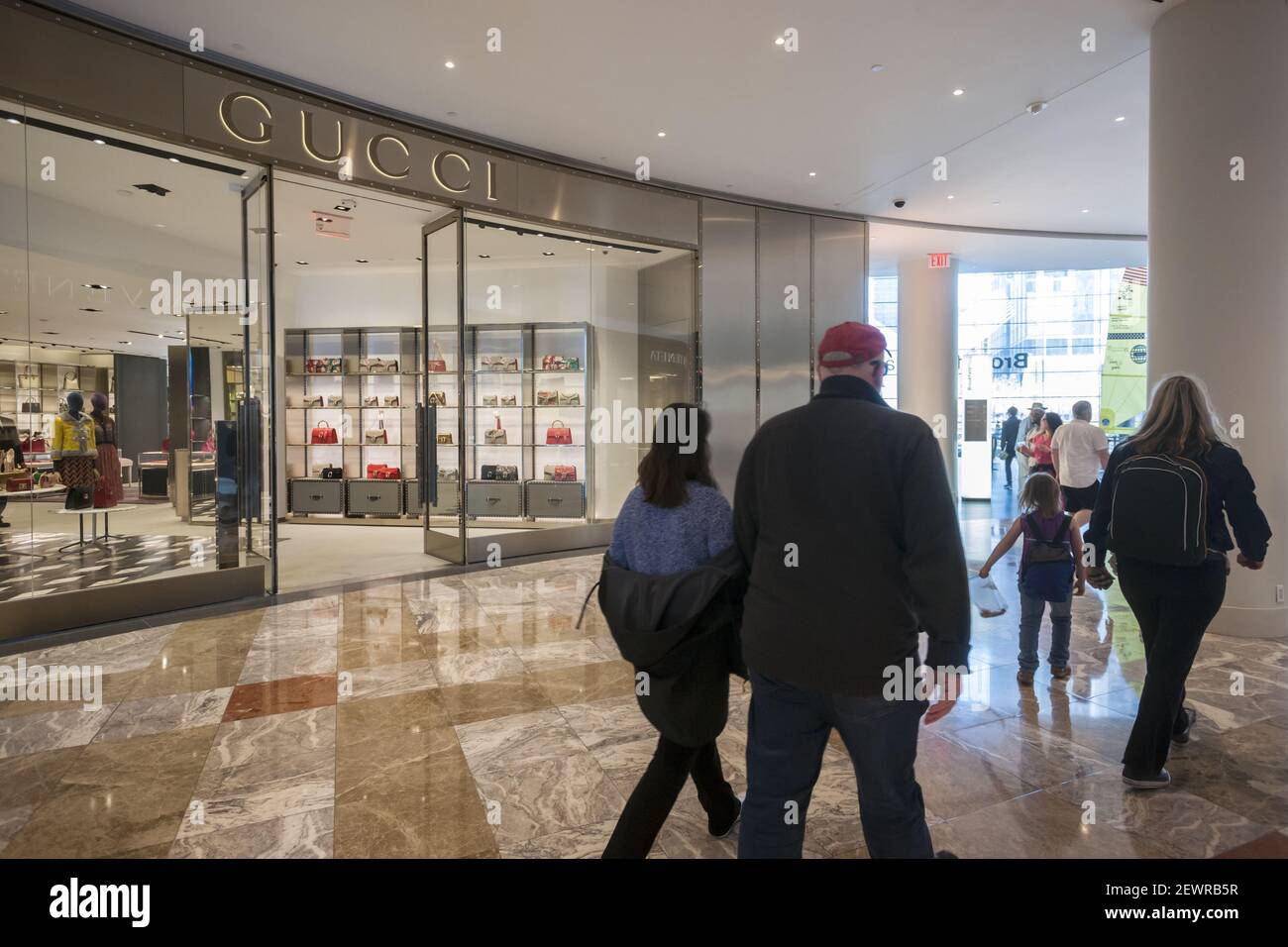 A Gucci store in the Brookfield Place mall in New York on Sunday, April 17,  2016. French luxury retailer Kering, the owner of Gucci, Balenciaga and  other luxury brands, reported first-quarter revenue