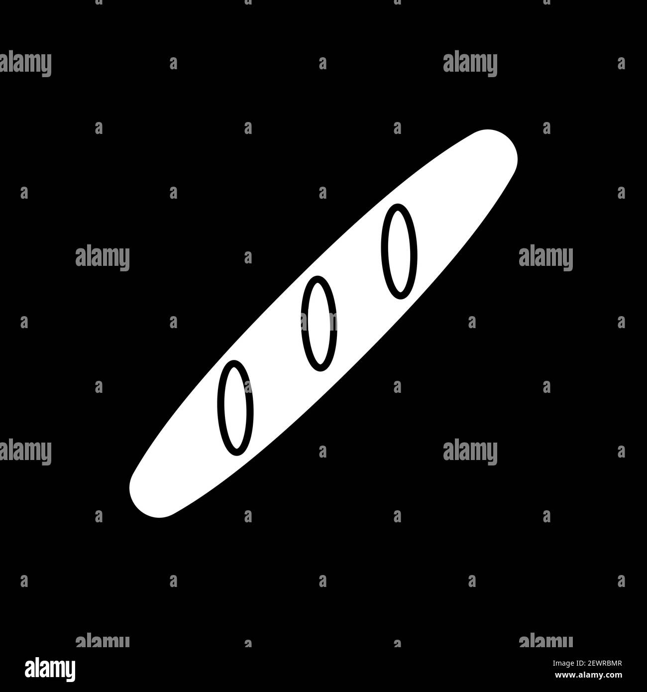 French baguette dark mode glyph icon Stock Vector
