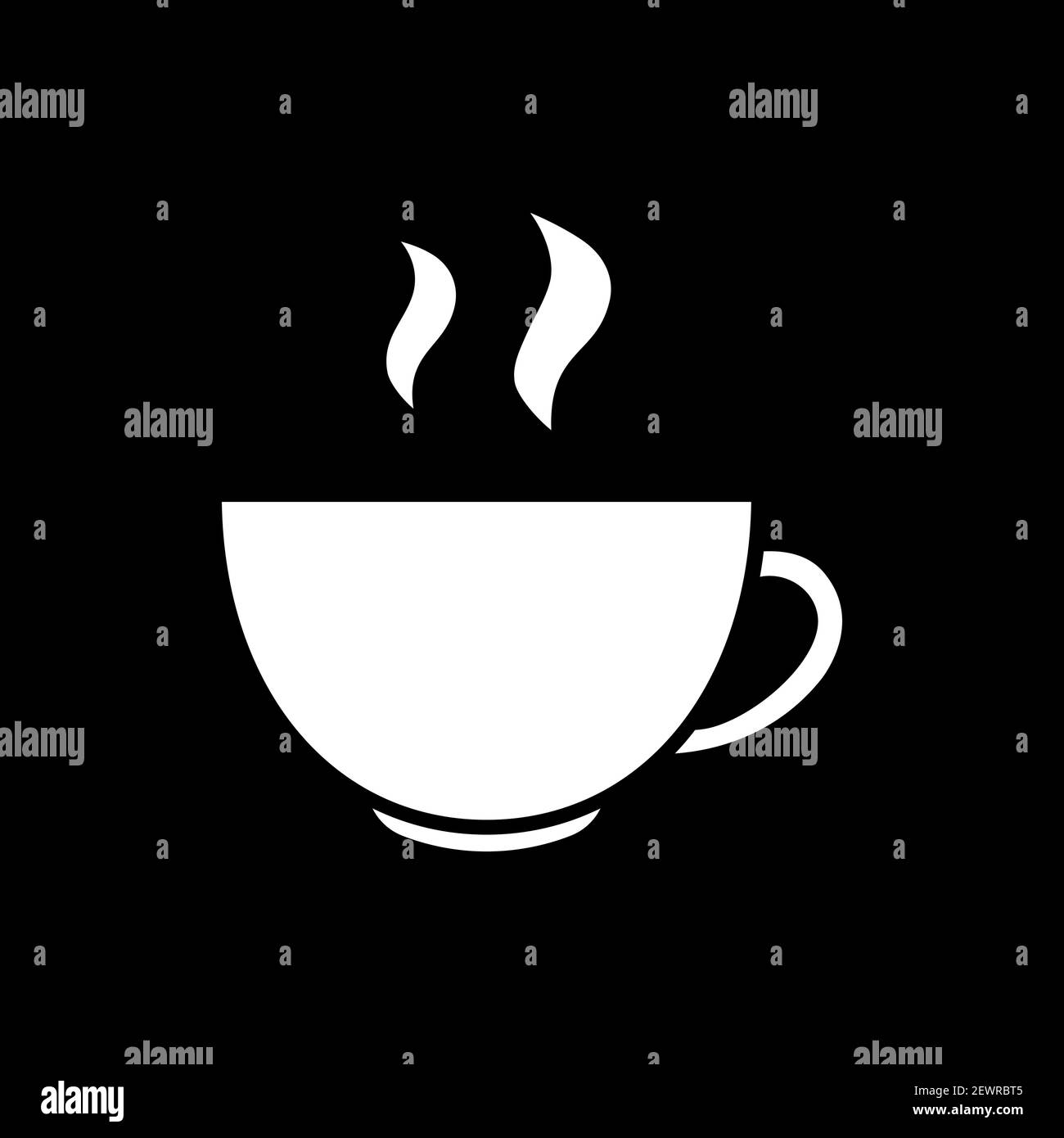 Hot tea in cup dark mode glyph icon Stock Vector