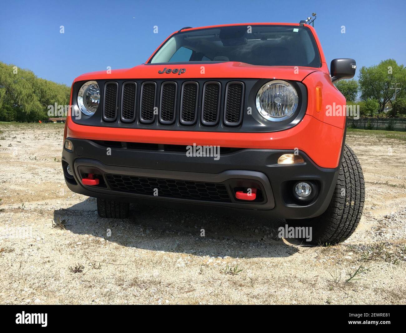 The 2016 Jeep Renegade Trailhawk in Omaha Orange has off-road capability but is more refined than the Wrangler. (Photo by Robert Duffer/Chicago Tribune/TNS/Sipa USA Stock Photo - Alamy The 2016 Jeep Renegade Trailhawk in Omaha Orange has off-road capability but is more refined than the Wrangler. (Photo by Robert Duffer/Chicago Tribune/TNS/Sipa USA Stock Photo - Alamy