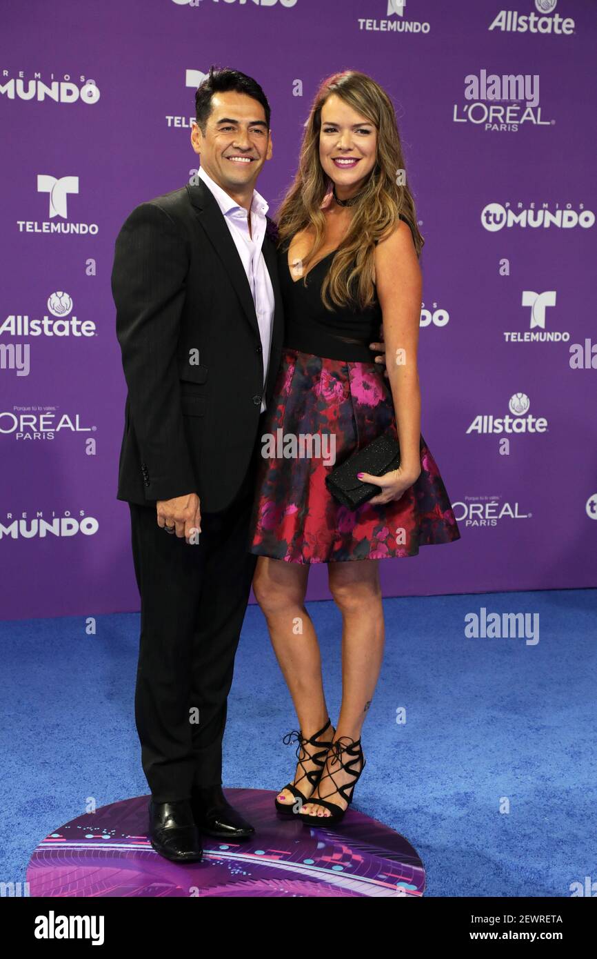 MIAMI, FL - AUGUST 24: Gabriel Porras (L) and guest arrive at Telemundo