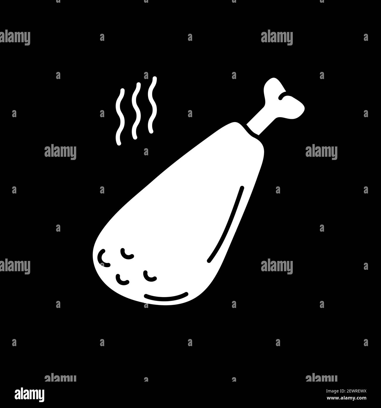 Cooked meat dark mode glyph icon Stock Vector