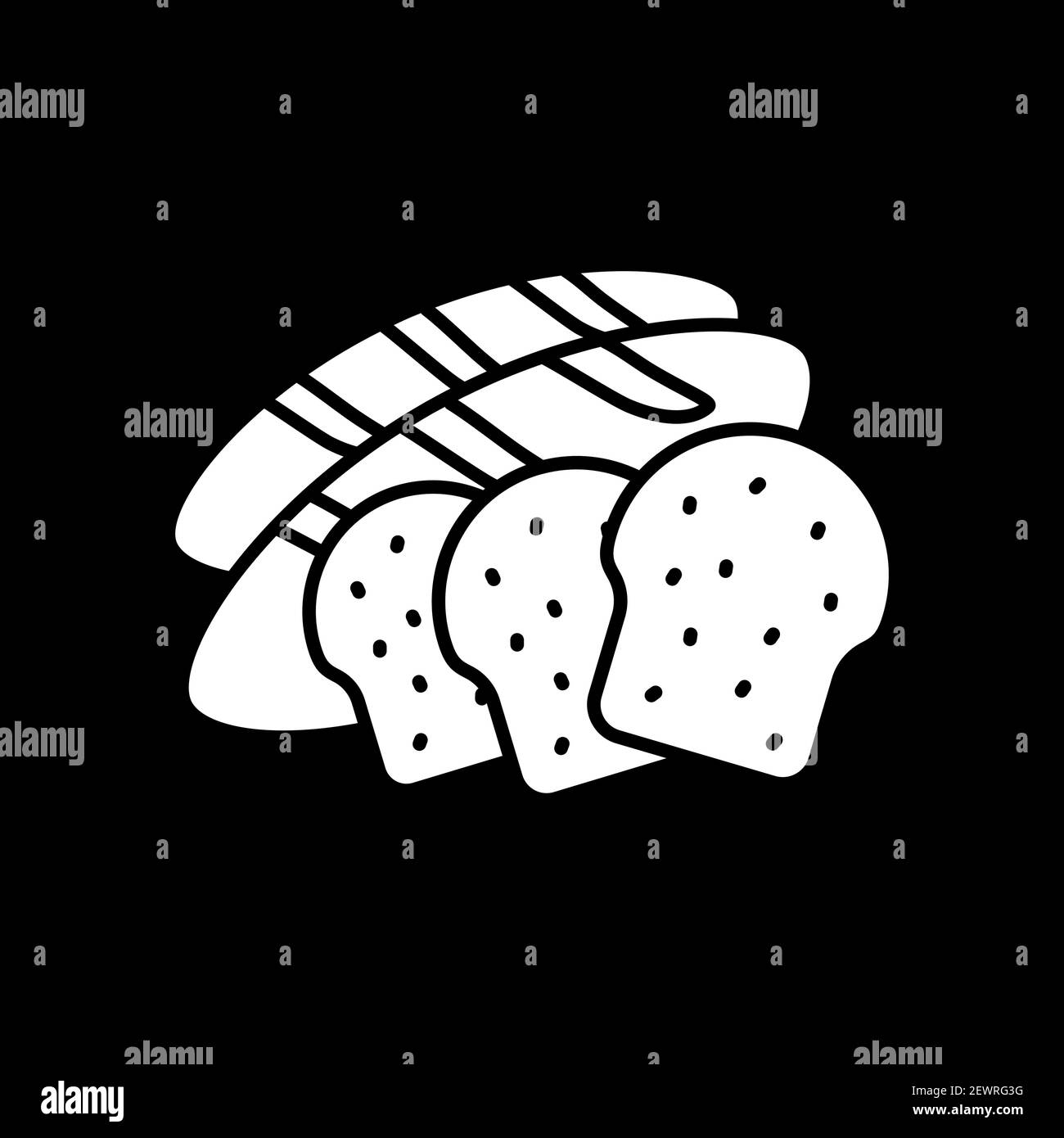 Bakery products dark mode glyph icon Stock Vector