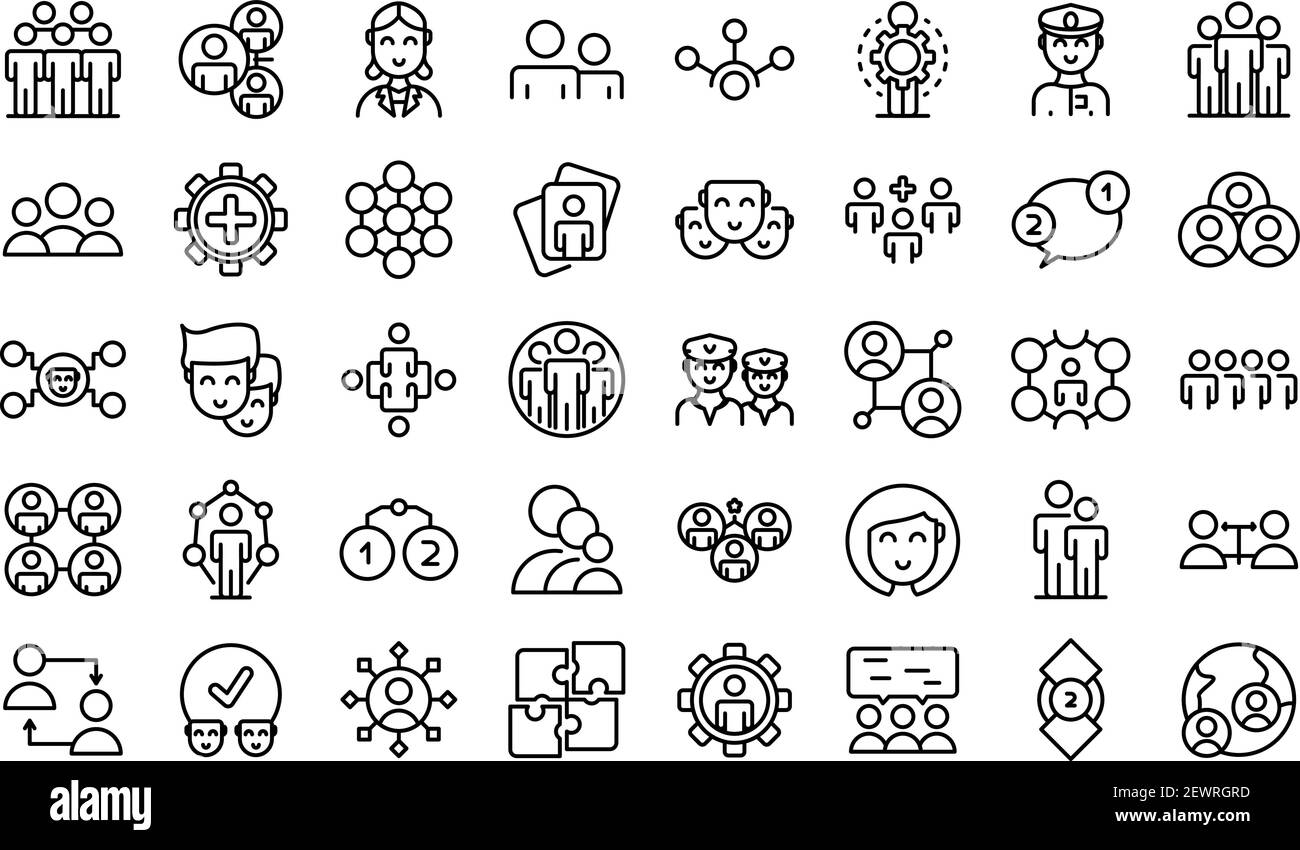 Crew icons set. Outline set of crew vector icons for web design isolated on white background Stock Vector