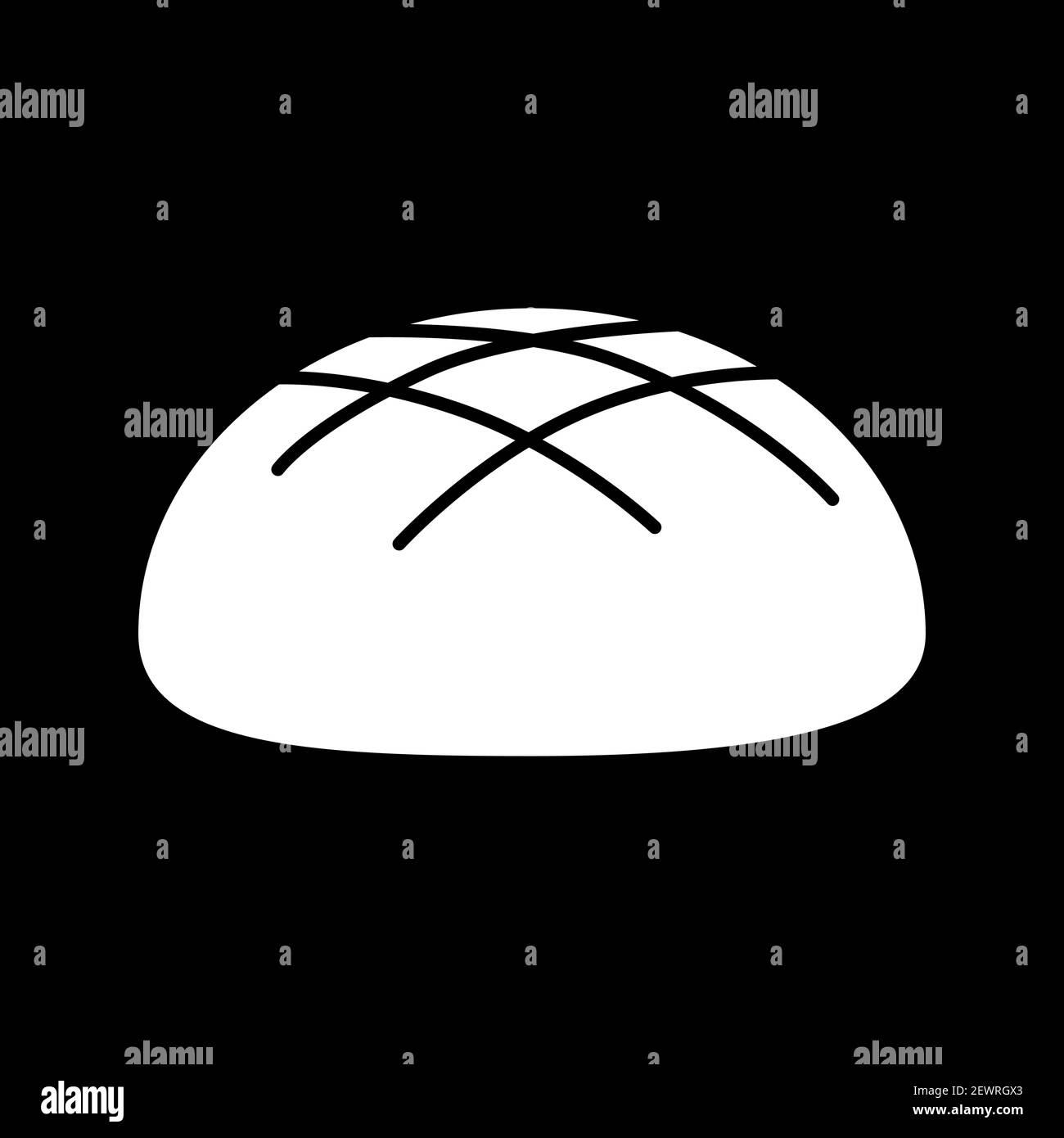 Bread bun dark mode glyph icon Stock Vector