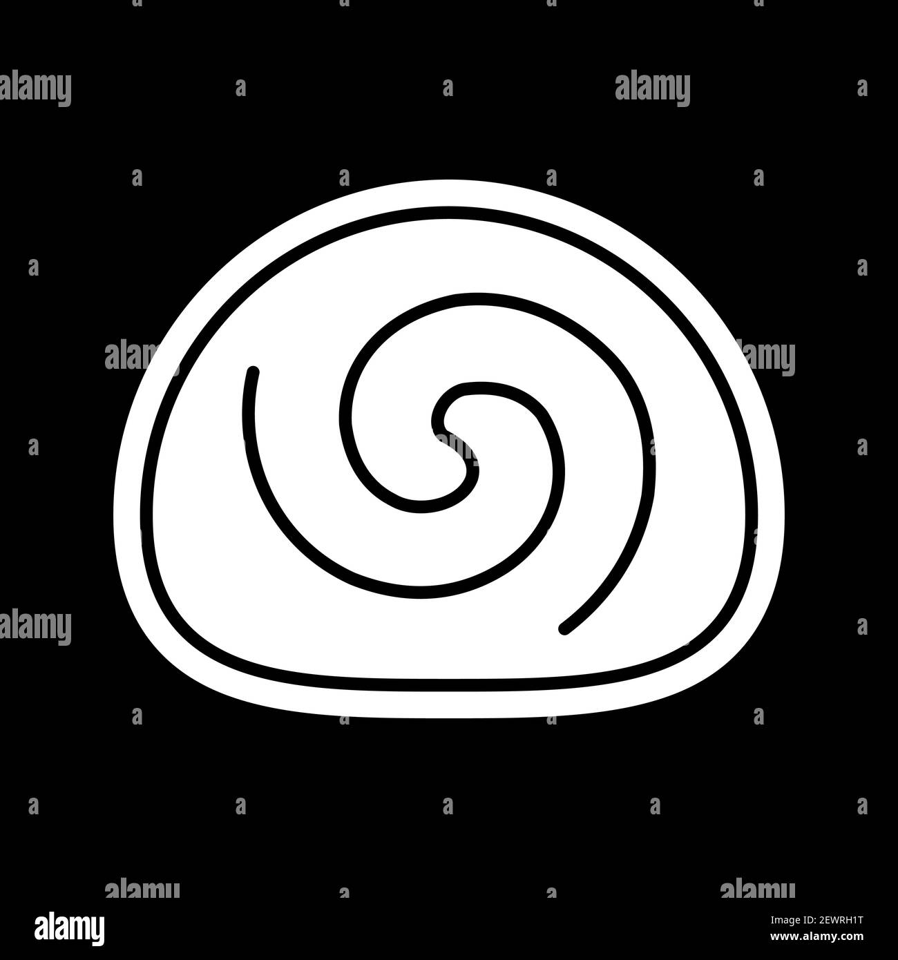 Cinnamon roll dark mode glyph icon Stock Vector