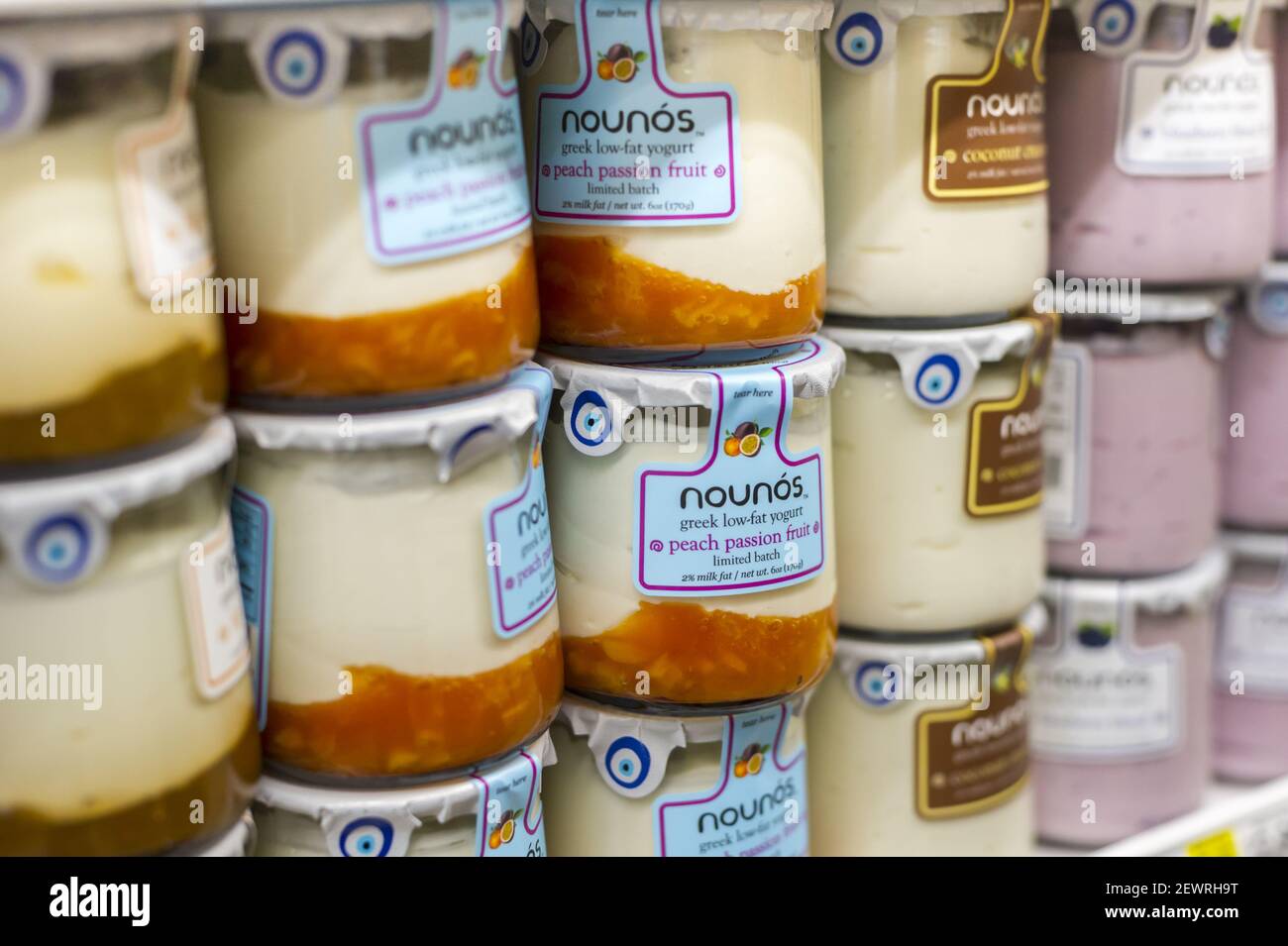 Containers of Nounós brand artisanal, local, small batch, nonGMO, low