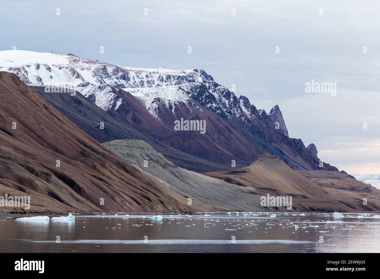 Reflections in the calm waters of Makinson Inlet, Ellesmere Island, Nunavut, Canada, North America Stock Photo