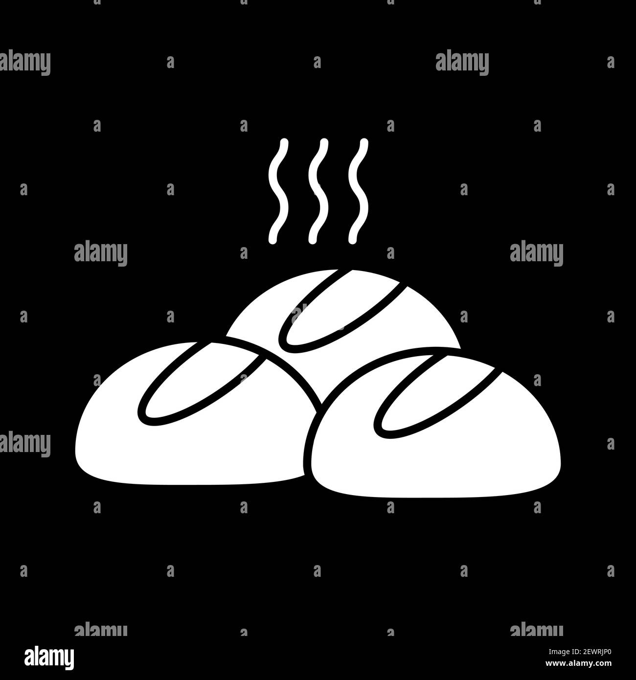 Hot buns dark mode glyph icon Stock Vector