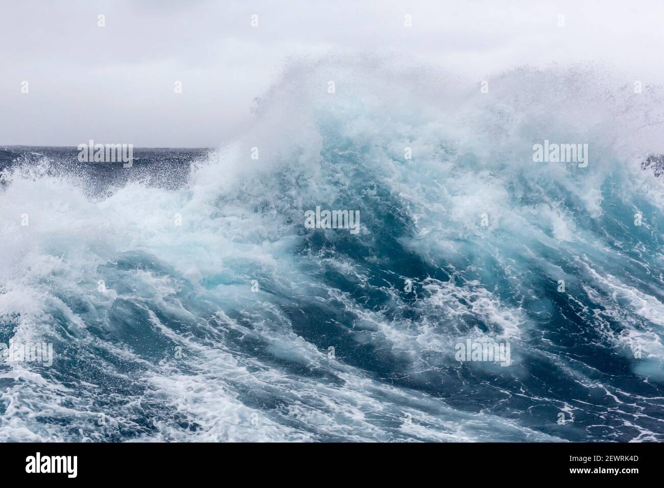 High westerly winds build large waves in the Drake Passage, Antarctica, Polar Regions Stock Photo