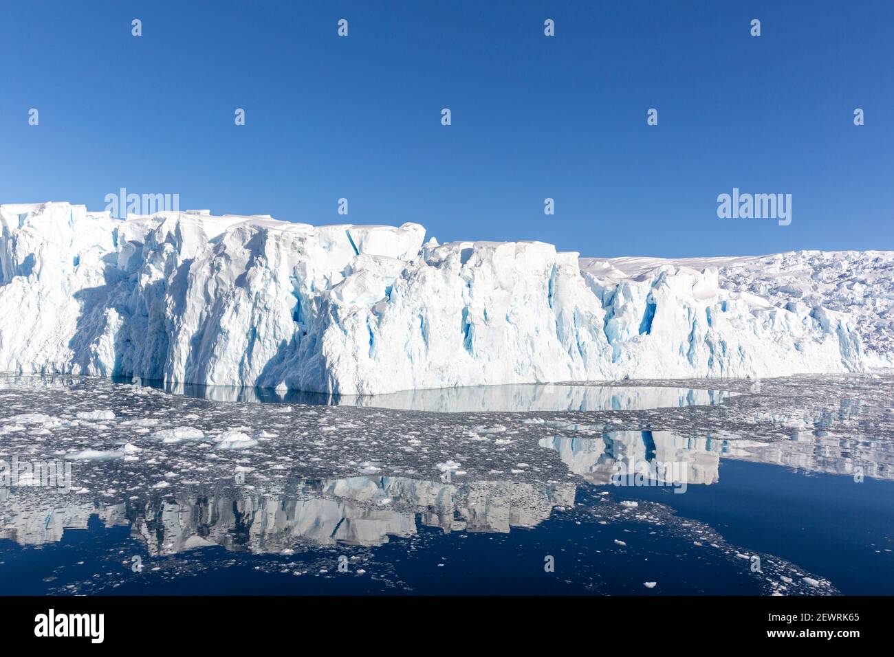 Tidewater glacier and brash ice in Cierva Cove, Hughes Bay, Antarctica, Polar Regions Stock Photo